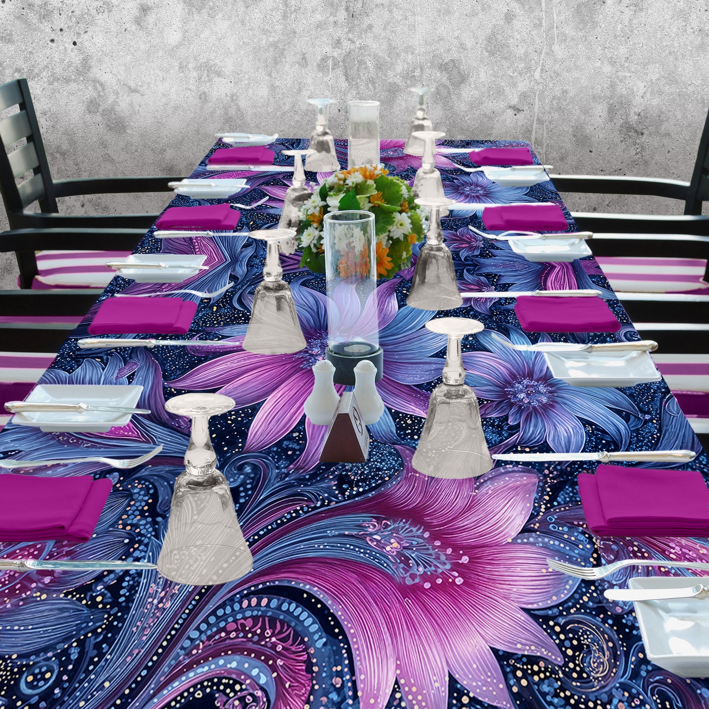 Royal Pink and Purple 3m Rectangle Tablecloth