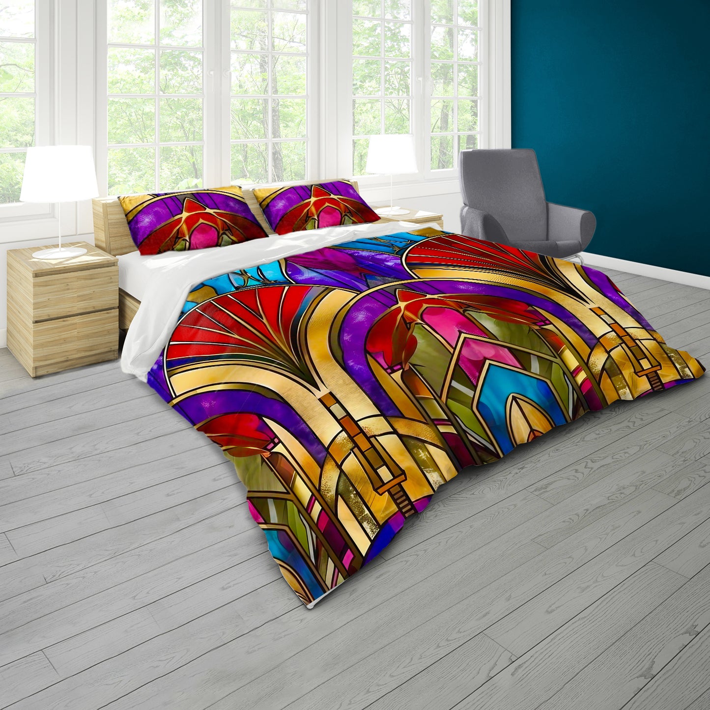 Royal Red and Blue Duvet Cover Set