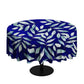 Royal Blue Water Painted Leaves By Mark Van Vuuren Round Tablecloth