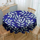 Royal Blue Water Painted Leaves By Mark Van Vuuren Round Tablecloth