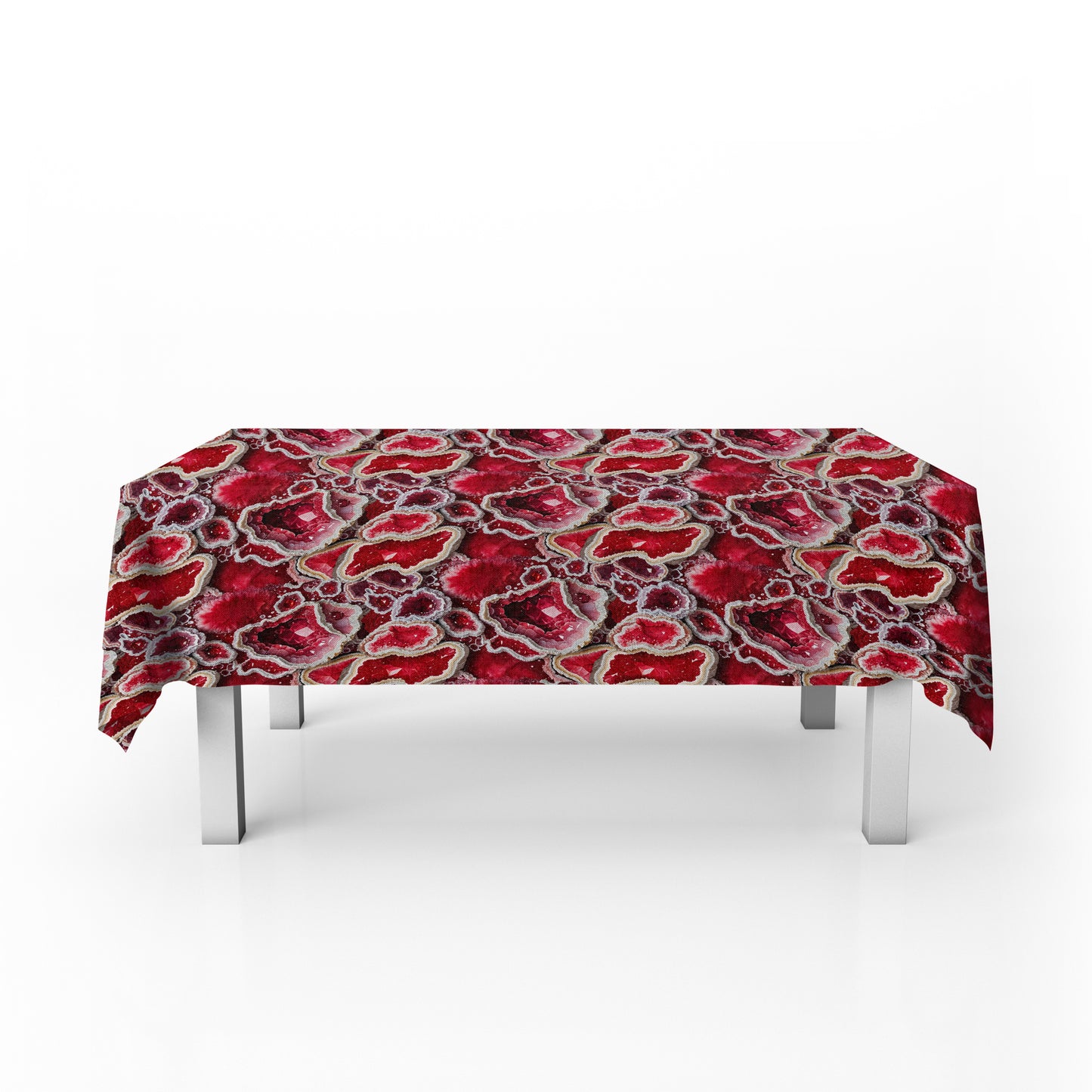 Ruby Red Geode Crystal Rectangle Tablecloth