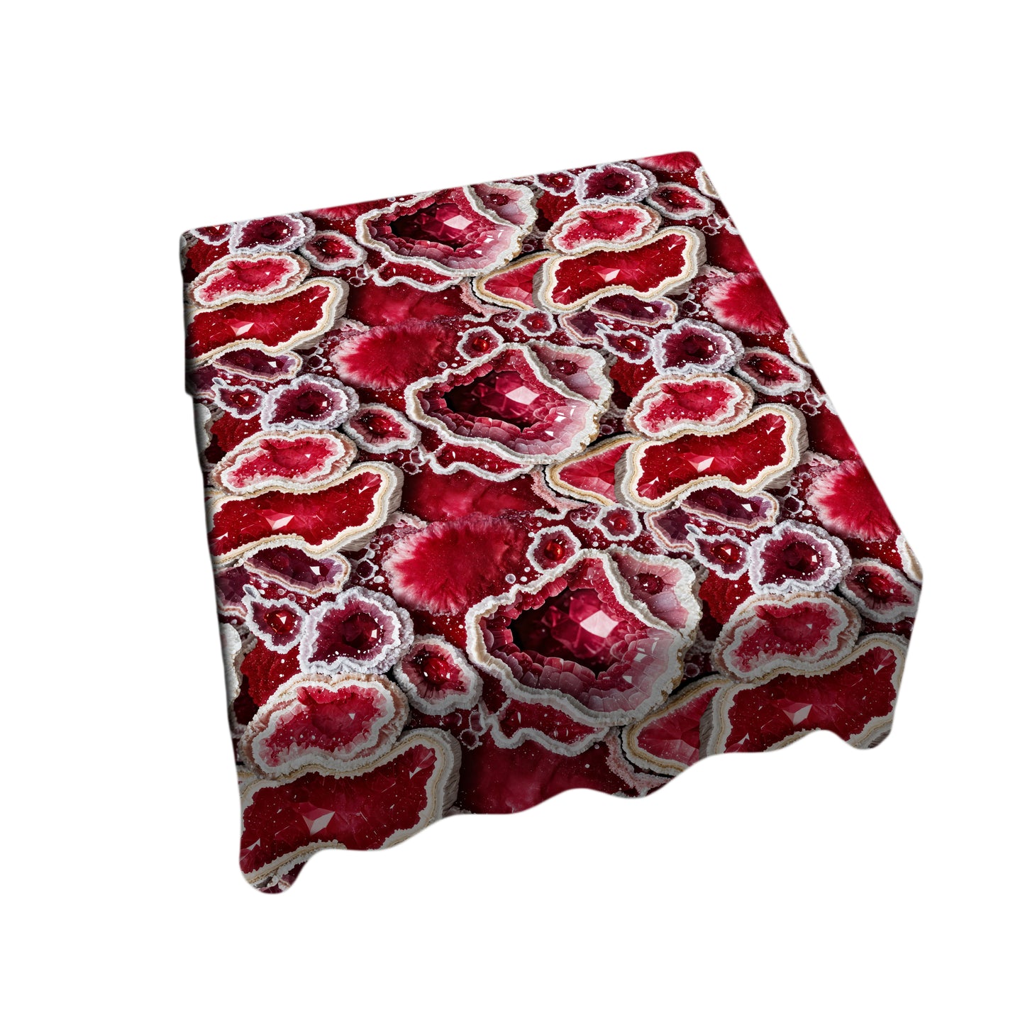 Ruby Red Geode Crystal Square Tablecloth