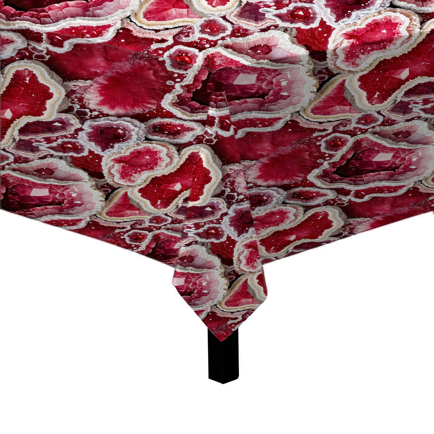 Ruby Red Geode Crystal Square Tablecloth