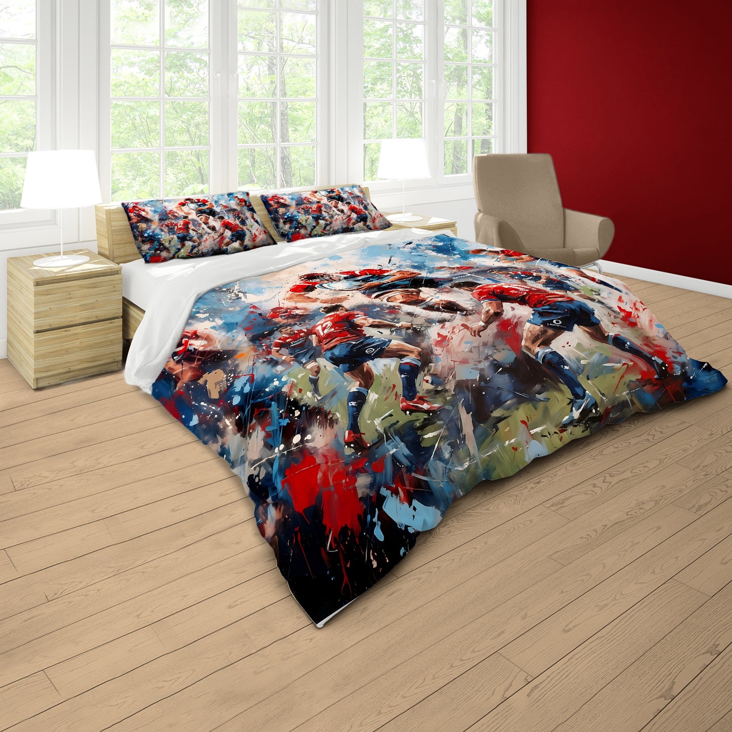 Rugby Match Abstract Duvet Cover Set