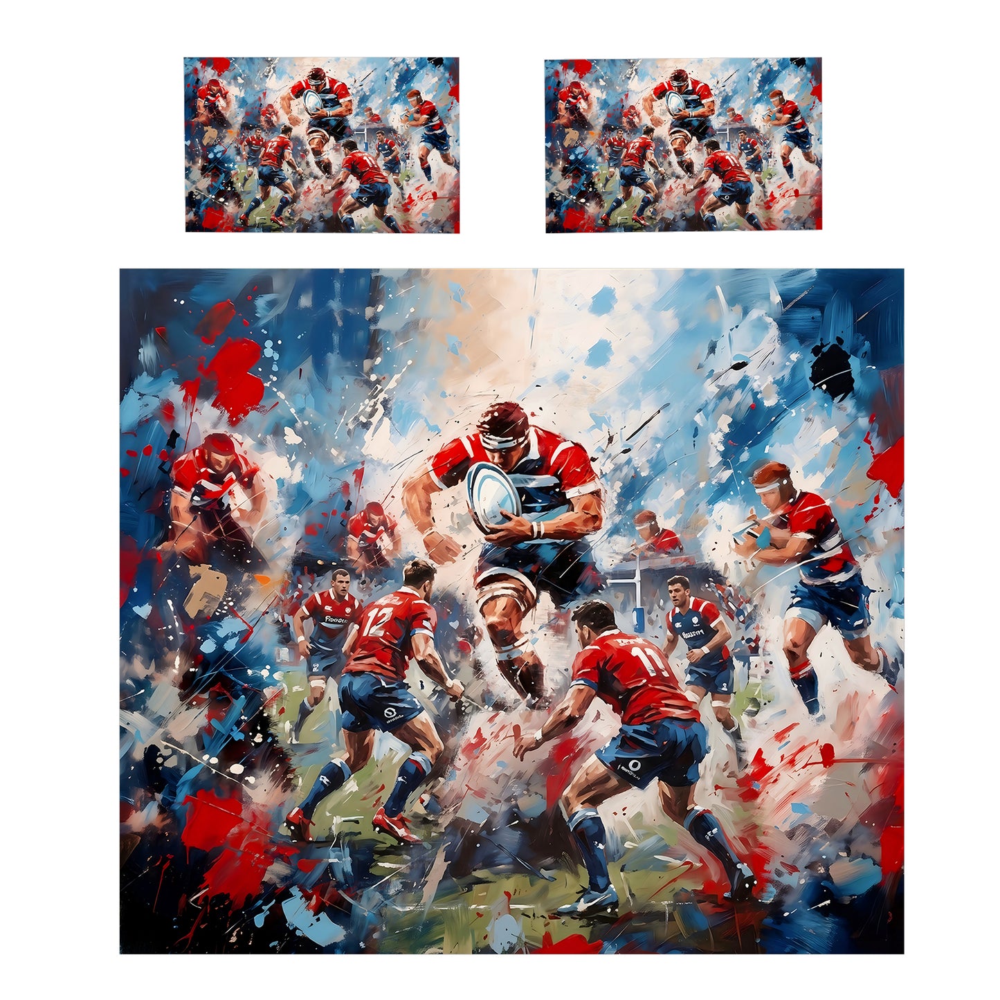 Rugby Match Abstract Duvet Cover Set