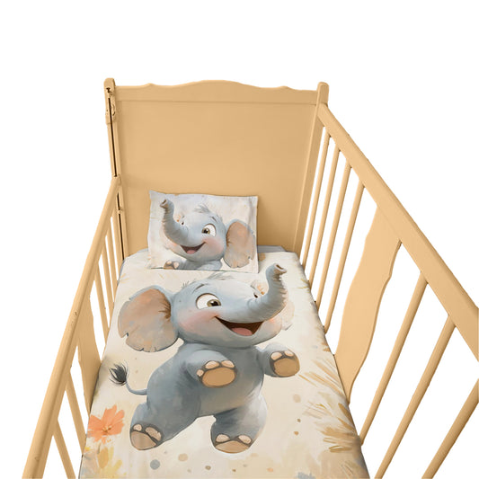 Running Baby Elephant Cot Set