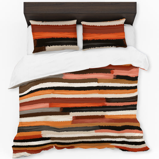 Rust Orange Brush Strokes Duvet Cover Set by Wikus Schalkwyk