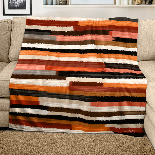 Rust Orange Brush Strokes Light Weight Fleece Blanket by Wikus Schalkwyk