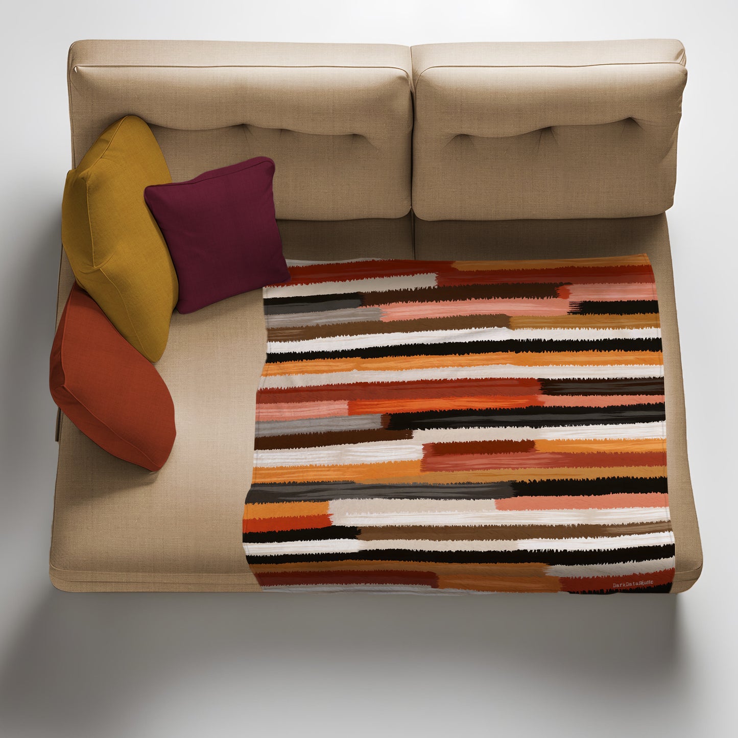 Rust Orange Brush Strokes Light Weight Fleece Blanket by Wikus Schalkwyk
