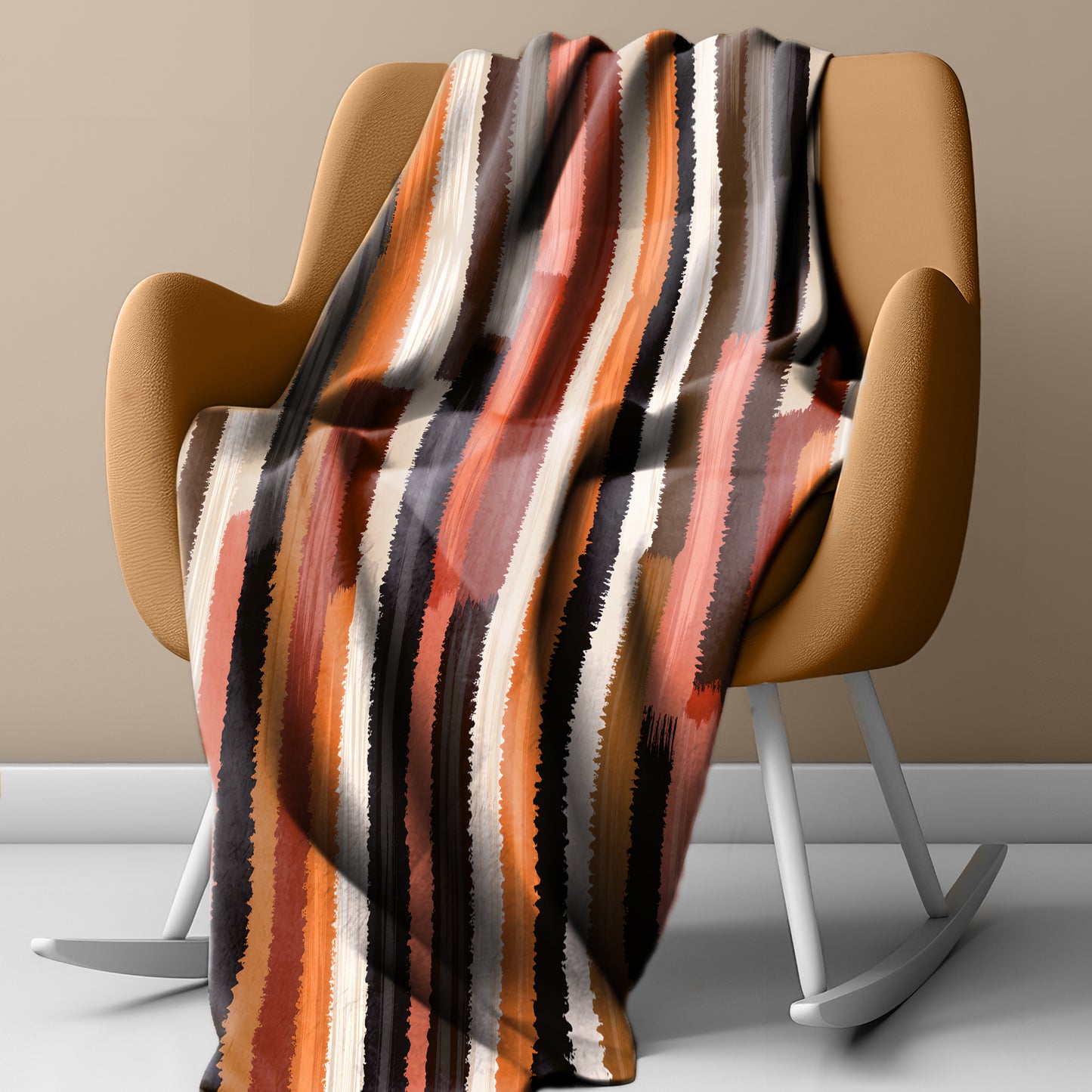Rust Orange Brush Strokes Light Weight Fleece Blanket by Wikus Schalkwyk