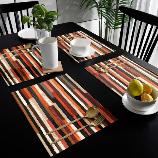 Rust Orange Brush Strokes Placemats by Wikus Schalkwyk