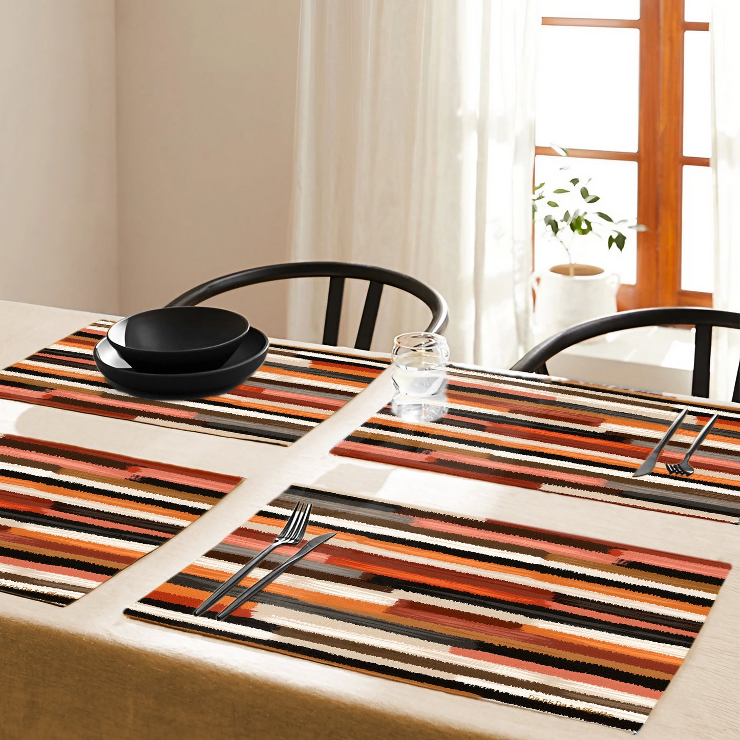 Rust Orange Brush Strokes Placemats by Wikus Schalkwyk