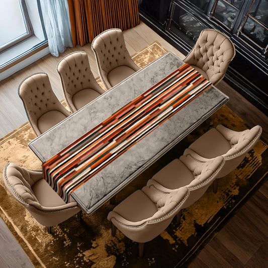 Rust Orange Brush Strokes Table Runner by Wikus Schalkwyk