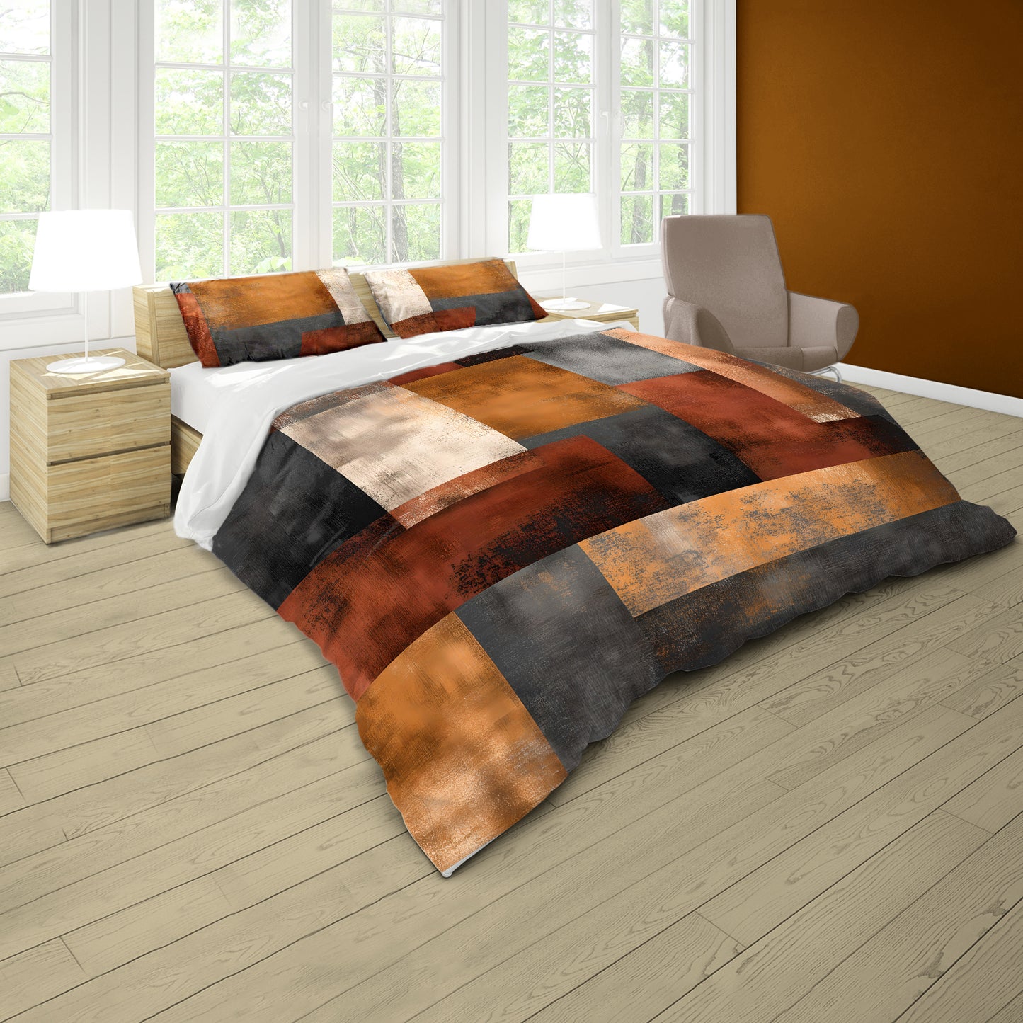 Rust & Amber Patchwork Duvet Cover Set by Wikus Schalkwyk