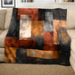 Rust & Amber Patchwork Light Weight Fleece Blanket by Wikus Schalkwyk