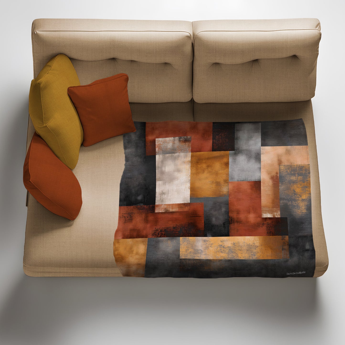 Rust & Amber Patchwork Light Weight Fleece Blanket by Wikus Schalkwyk