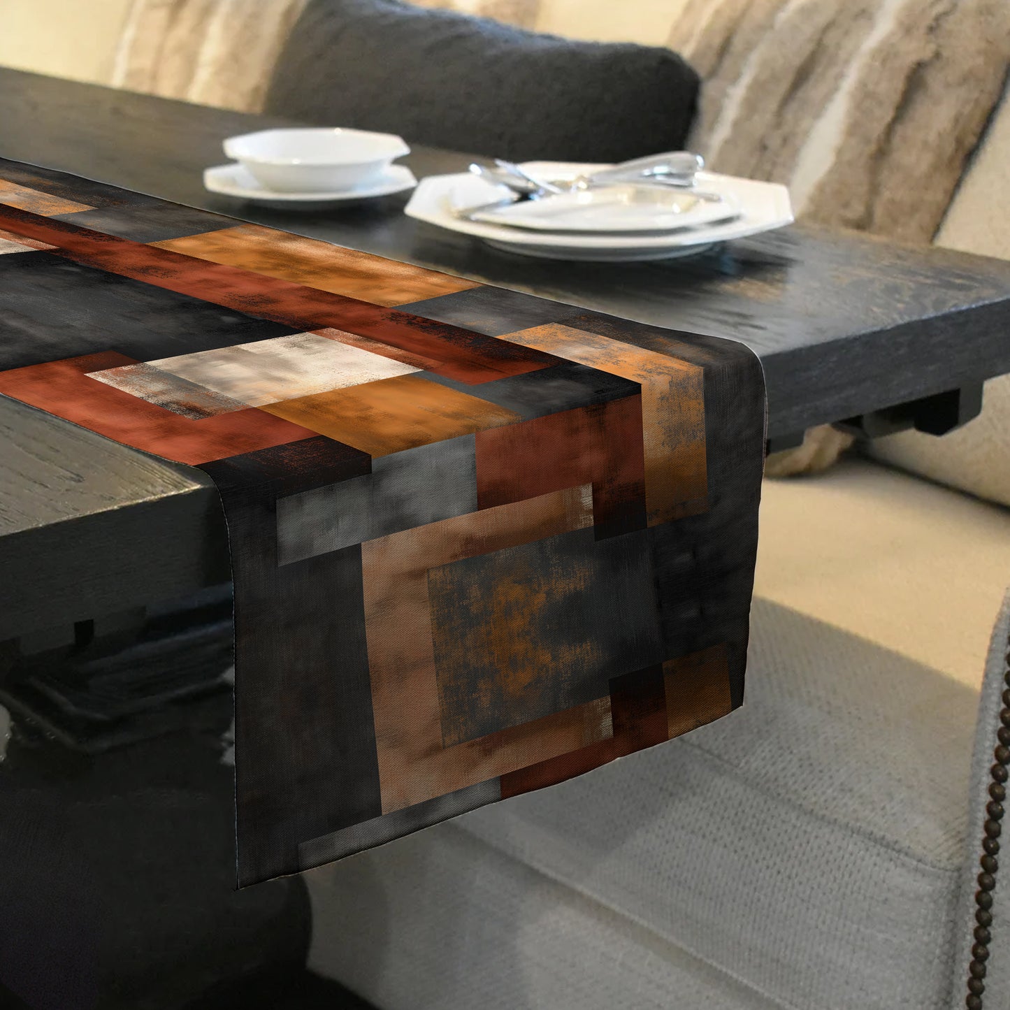 Rust & Amber Patchwork Table Runner by Wikus Schalkwyk