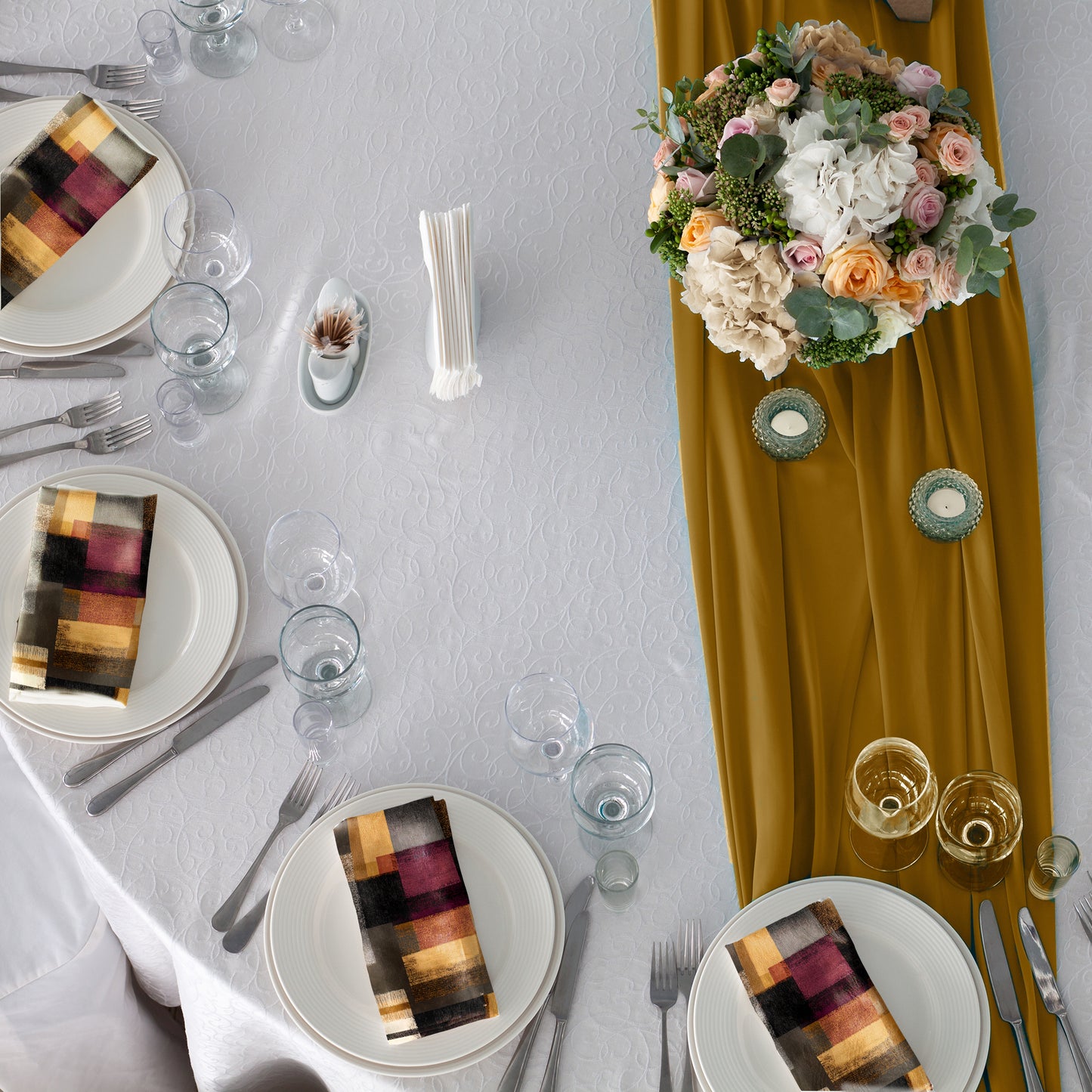 Rust & Burgundy Stripes Napkins by Wikus Schalkwyk