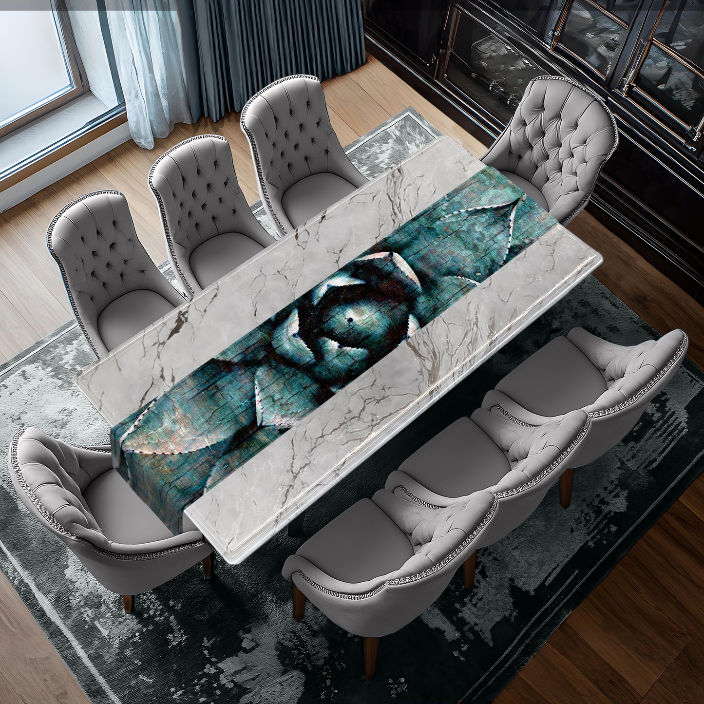 Rustic Blue Succulent Table Runner By Mark van Vuuren