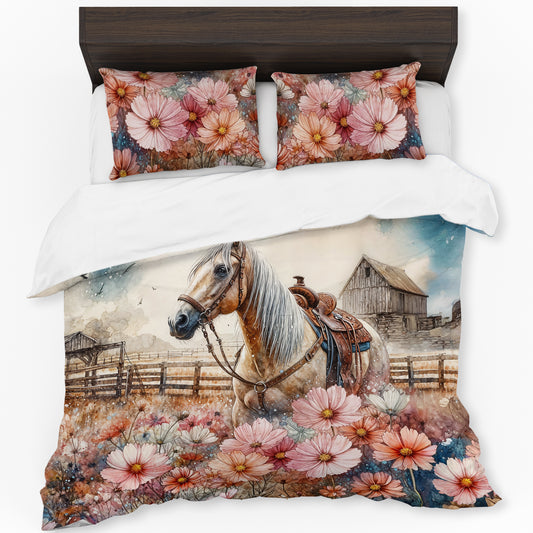 Rustic Farmstead Horse Duvet Cover Set