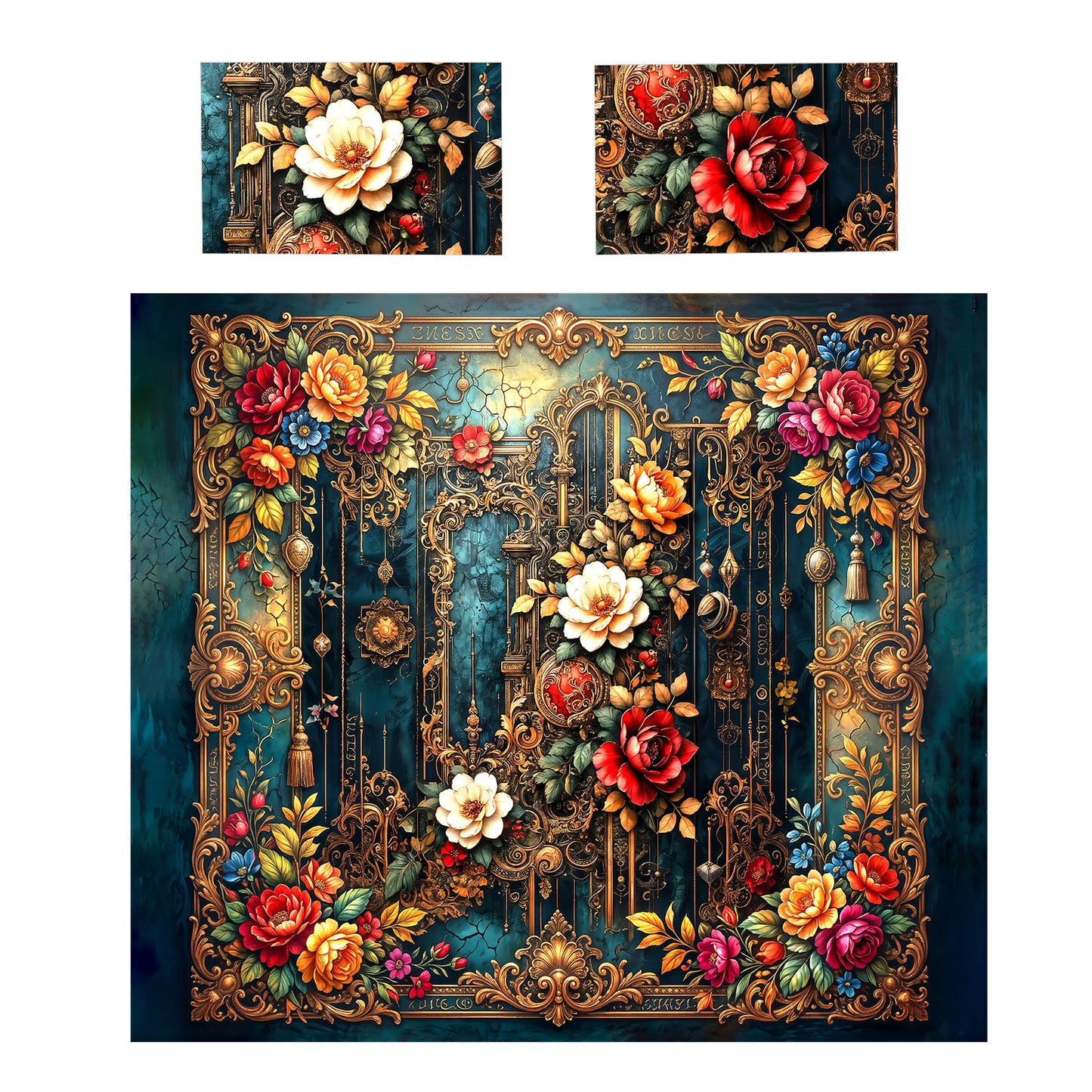 Rustic Floral Corner Duvet Cover Set