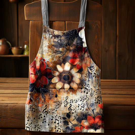 Rustic Floral & Music Notes Apron by Mark van Vuuren