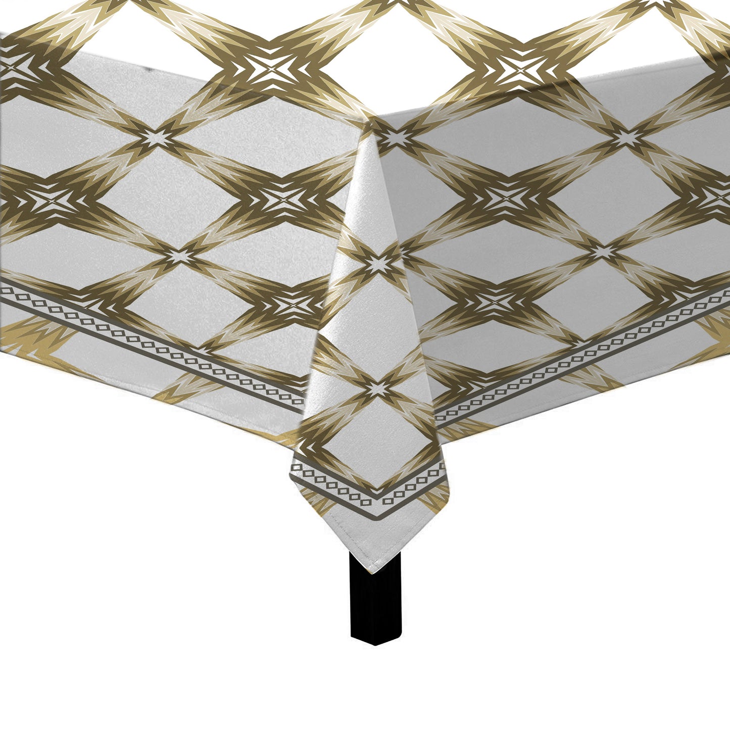 Rustic Gold on Cream Pattern Square Tablecloth