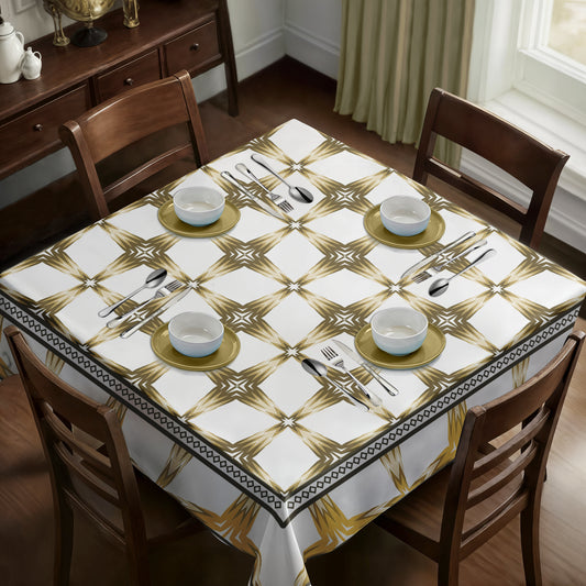 Rustic Gold on Cream Pattern Square Tablecloth