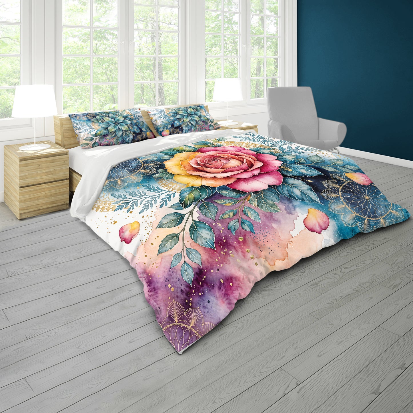 Sacred Geometry Rose Duvet Cover Set