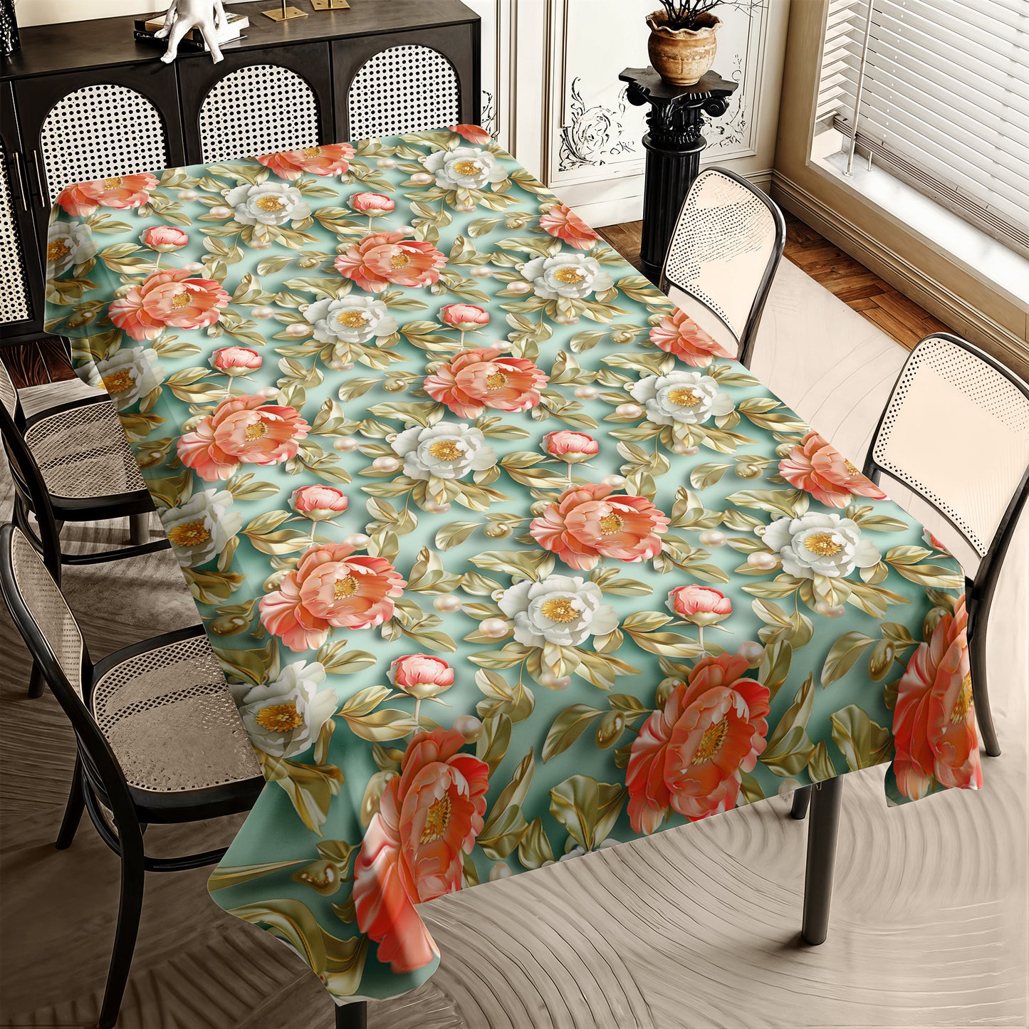 Sage And Peach Rectangle Tablecloth