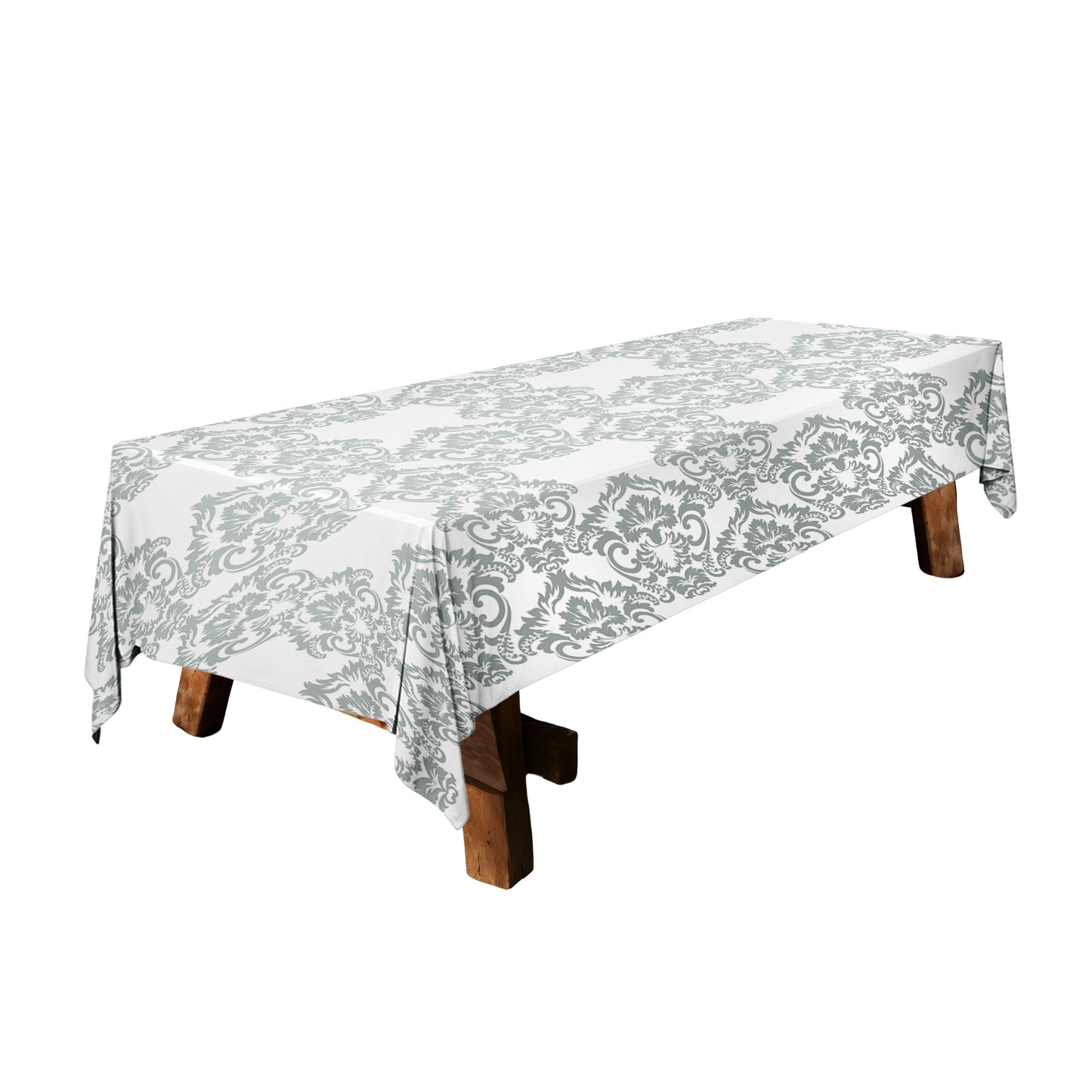 Sage Pattern on White 3m Rectangle Tablecloth