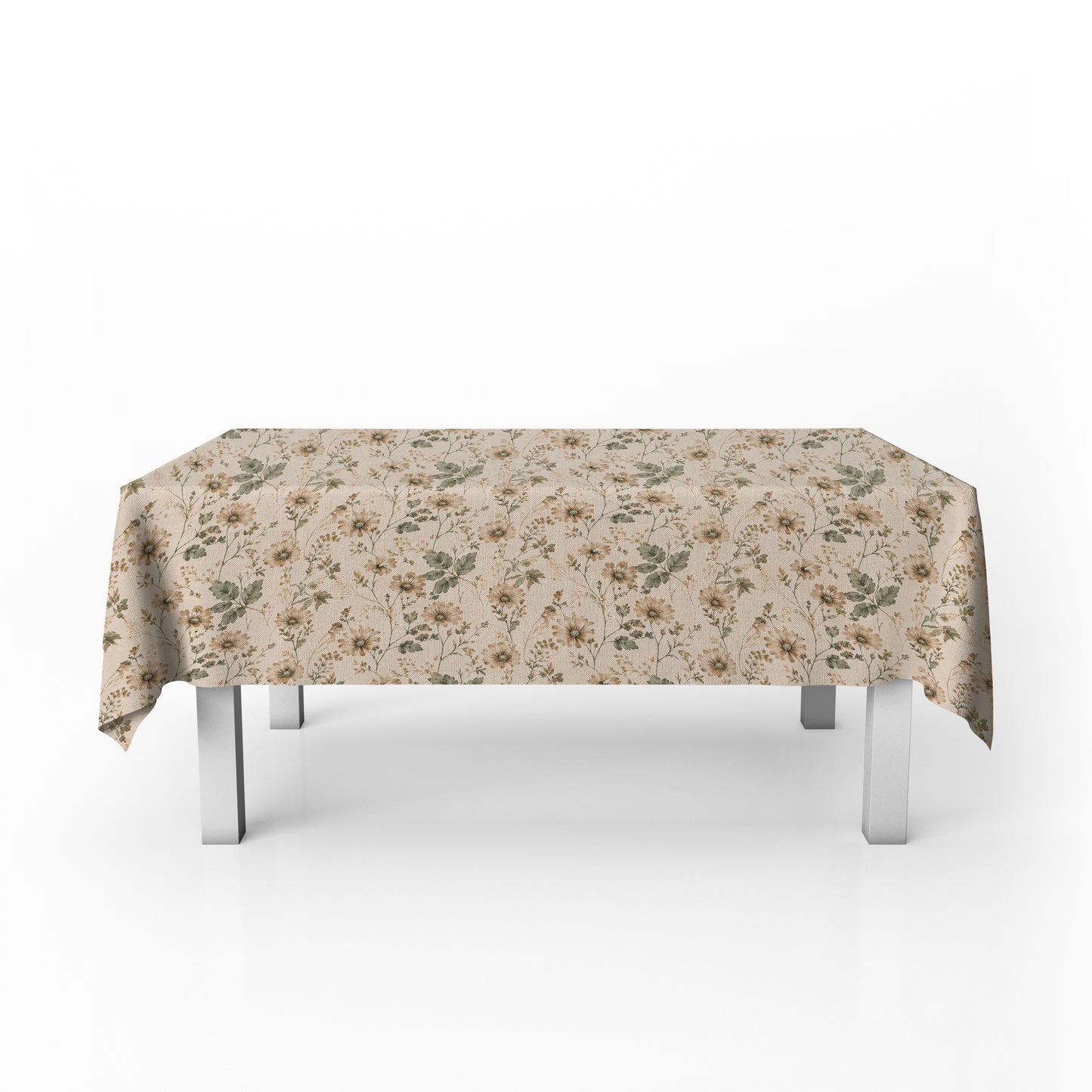 Sage & Cream Flora Rectangle Tablecloth
