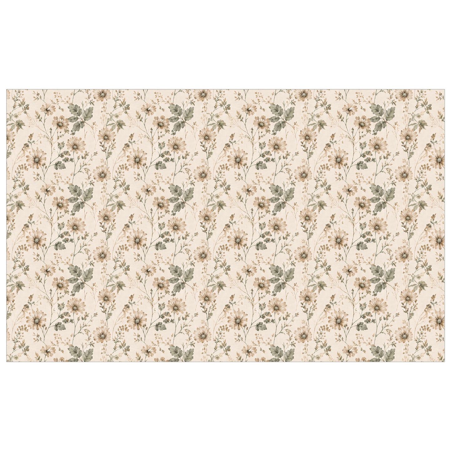 Sage & Cream Flora Rectangle Tablecloth