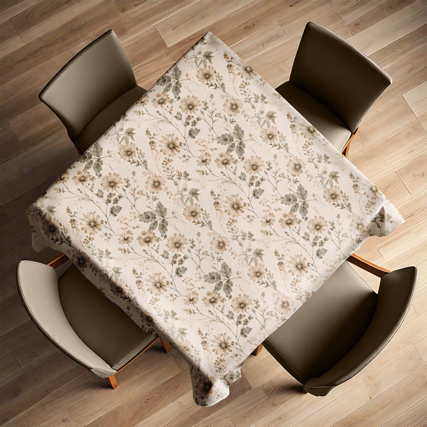 Sage & Cream Flora Square Tablecloth