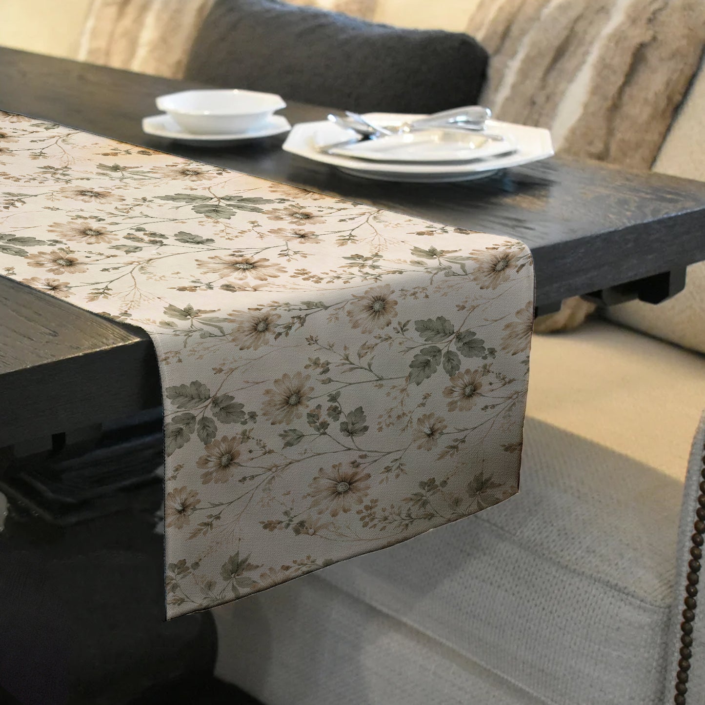 Sage & Cream Flora Table Runner