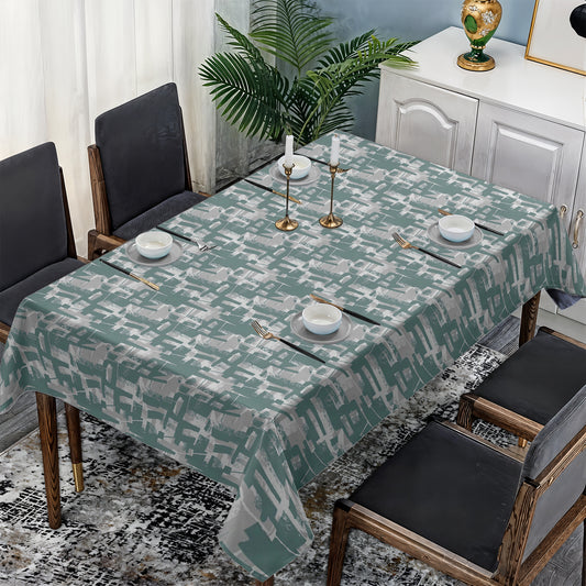Sage and White Abstract Rectangle Tablecloth