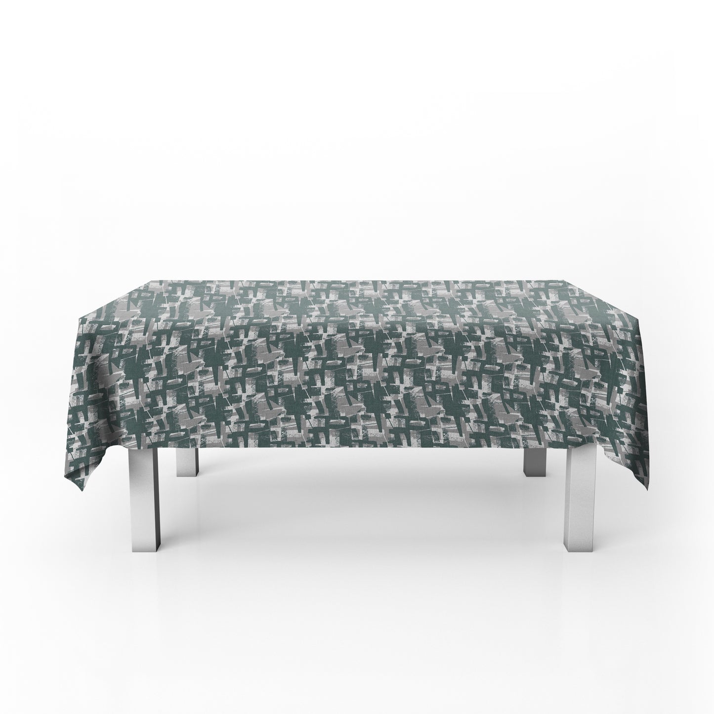 Sage and White Abstract Rectangle Tablecloth