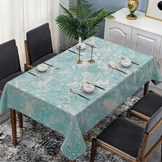 Sage on White Roman Pattern Rectangle Tablecloth