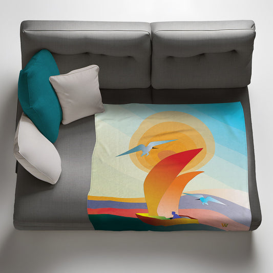 Sail Boat Light Weigt Fleece Blanket By Wikus Hattingh
