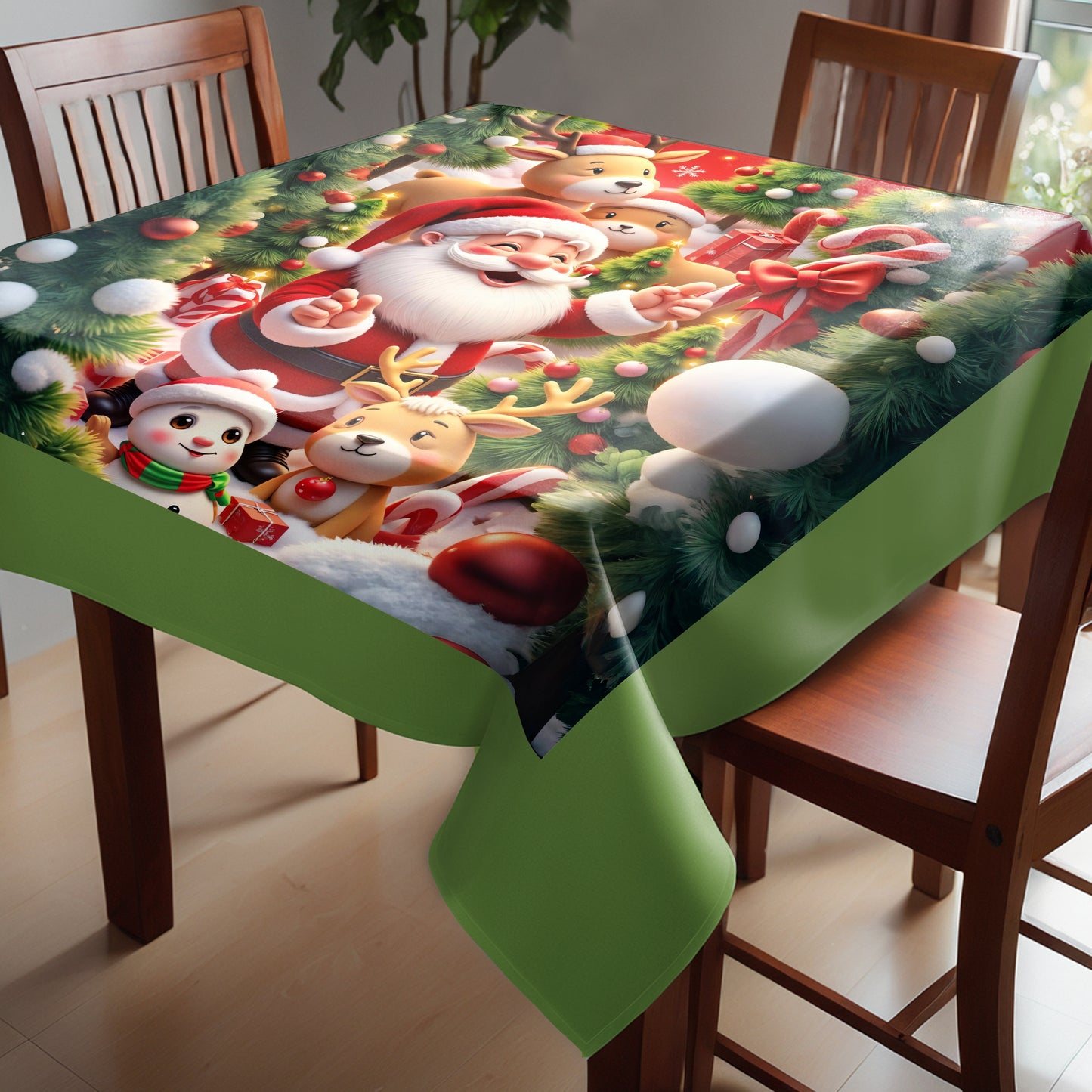 Santa Loves All Square Tablecloth