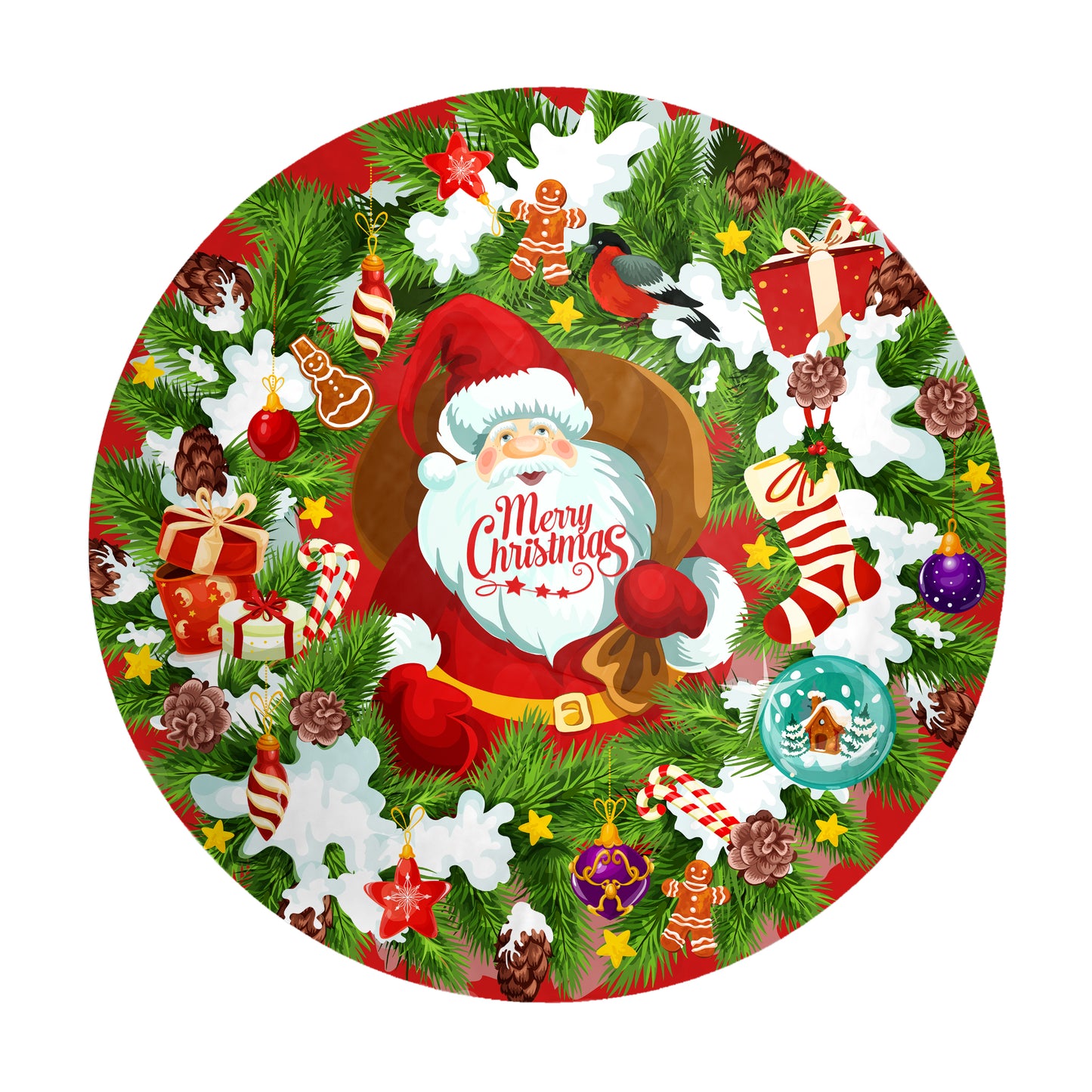 Santa Merry Christmas Round Tablecloth