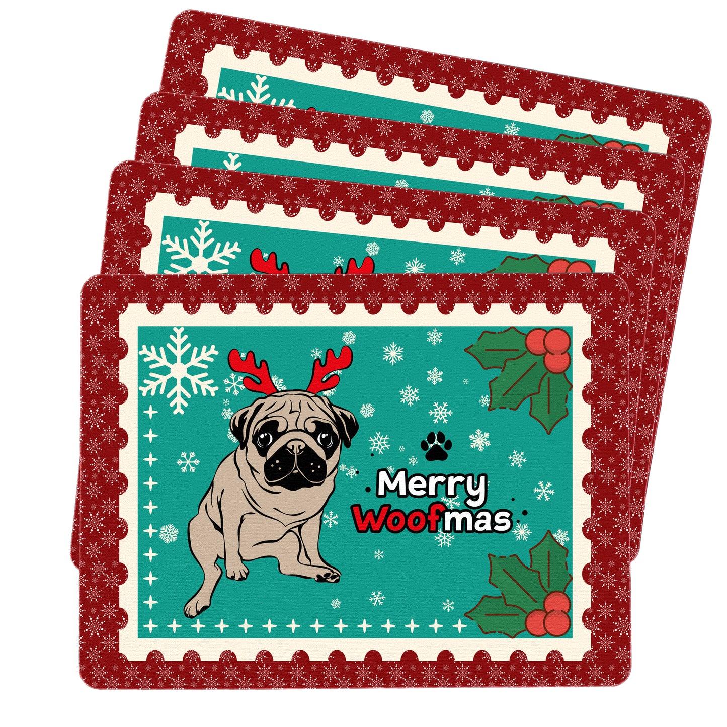 Santa Pug Christmas Placemats
