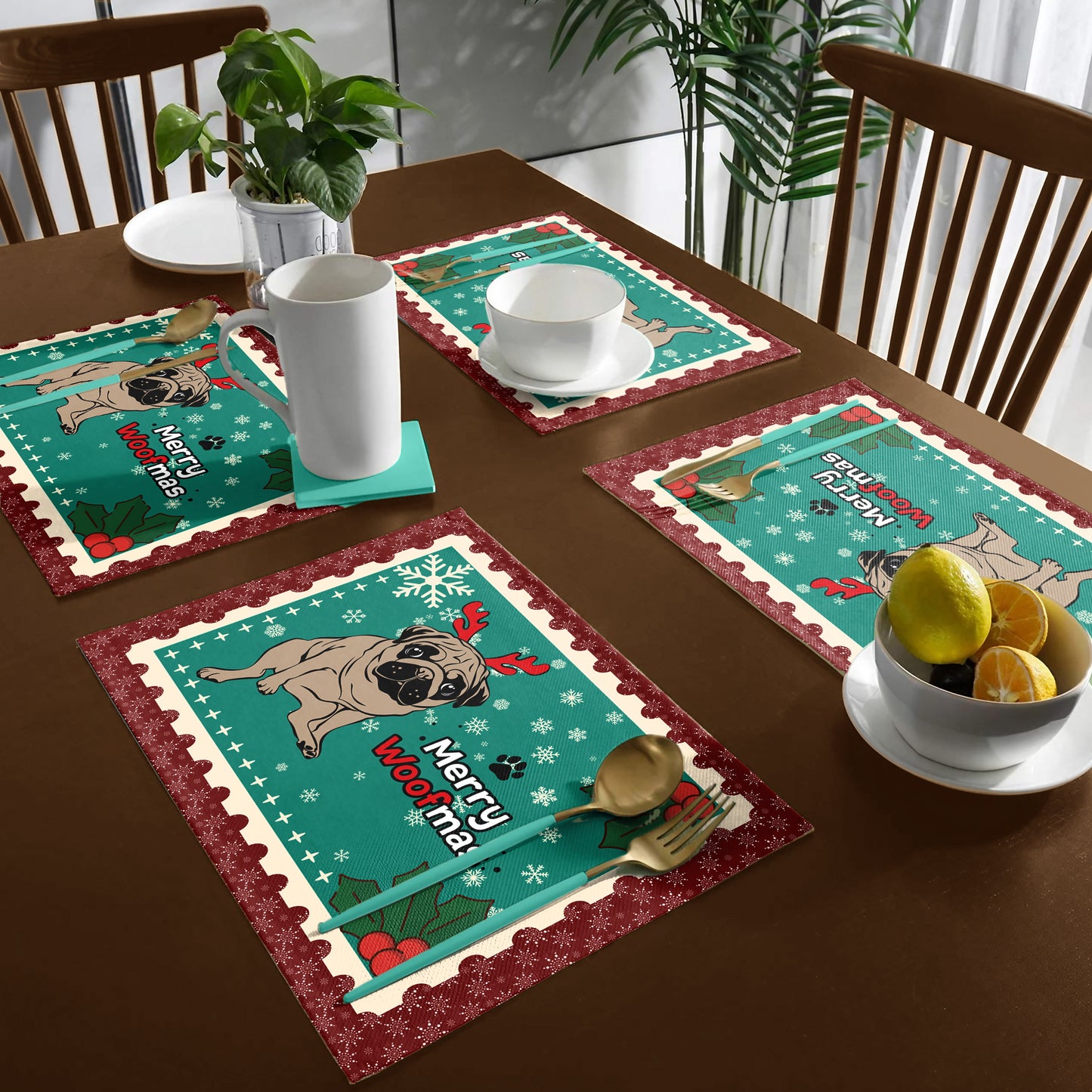 Santa Pug Christmas Placemats