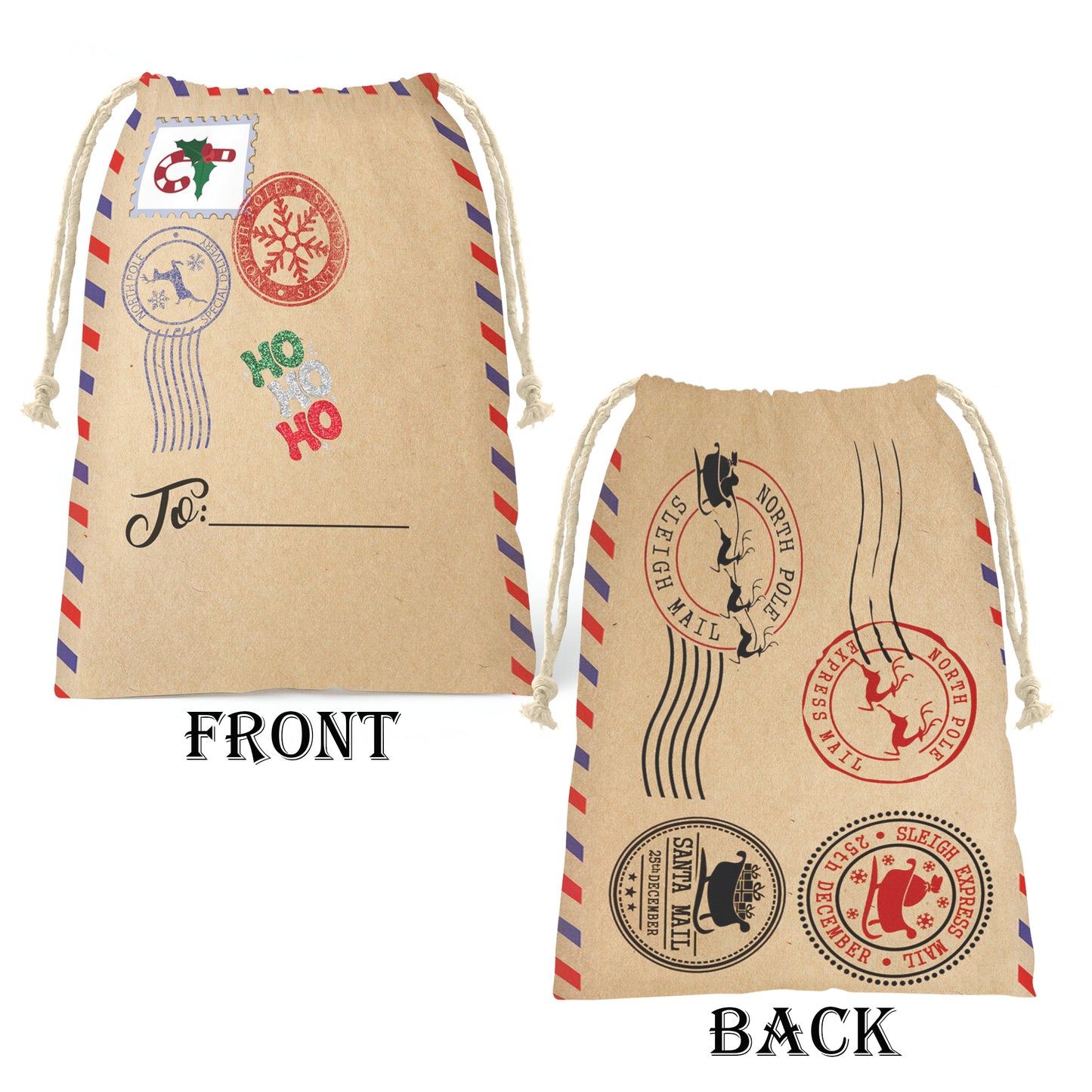 Santas Postcard  Gift Bag (Set of 2)