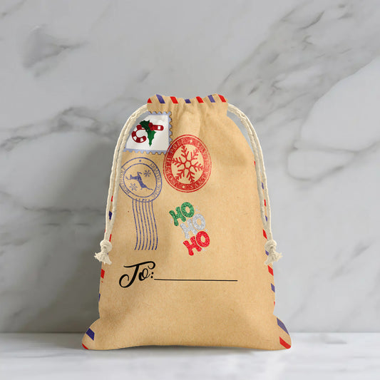 Santas Postcard  Gift Sack