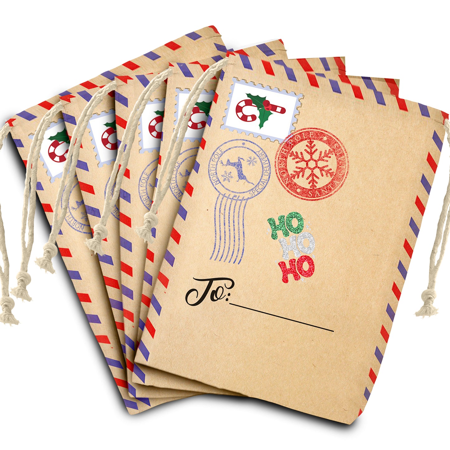 Santas Postcard  Gift Sack