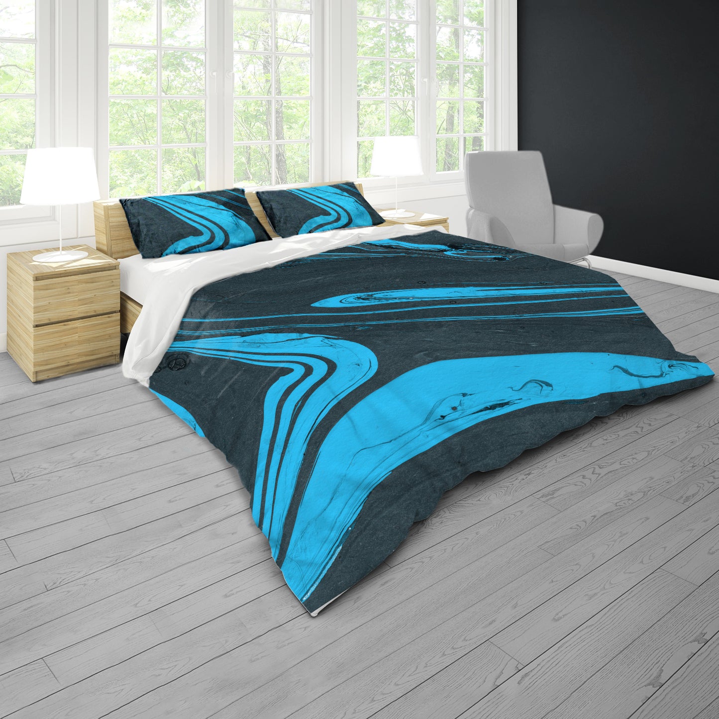 Sapphire Currents Duvet Cover Set