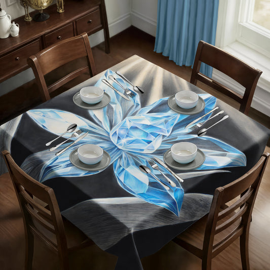 Sapphire Sparkle Blossom Square Tablecloth by Nathan Pieterse