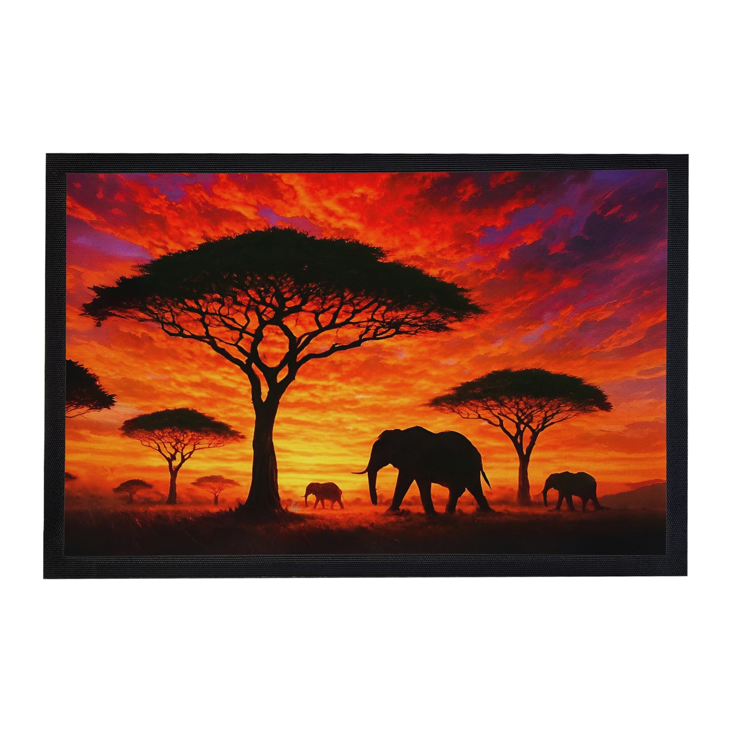 Savannah Sunset with Elephants and Acacias Door Mat by Nathan Pieterse