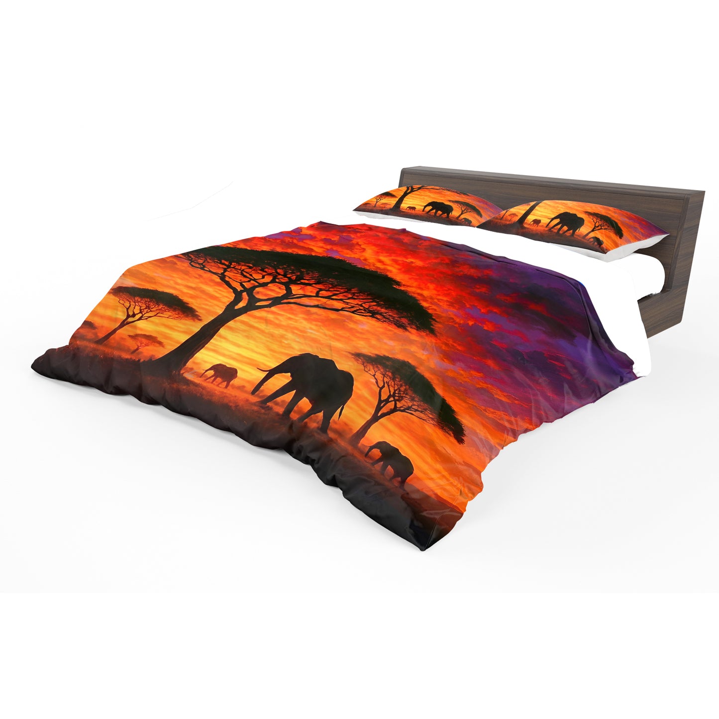 Savannah Sunset with Elephants and Acacias Duvet Cover Set by Nathan Pieterse